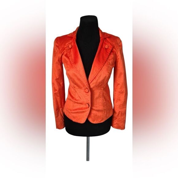 🔥 Armani Exchange AX women’s vintage orange velvet 2 button blazer size large - Picture 1 of 8